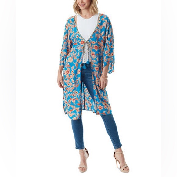 Jessica Simpson Rami Braid-Trim Kimono 1x - Picture 1 of 10